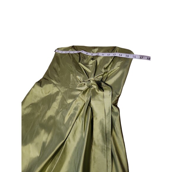Talbots Evening Dress Size 10 Vintage Y2K Brat Green Silk Strapless Full Length - Picture 7 of 9